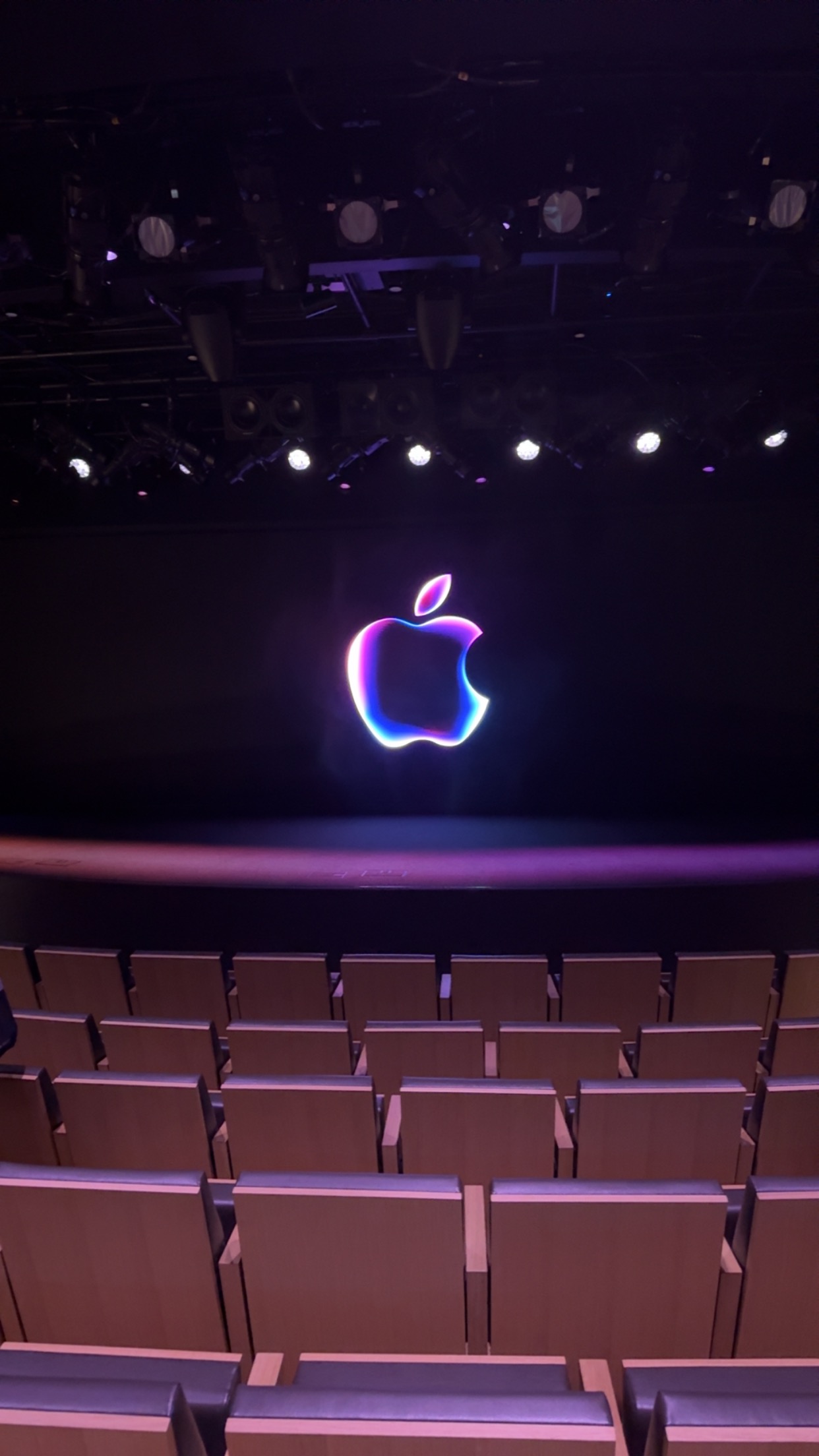 Inside a theater at Apple Park